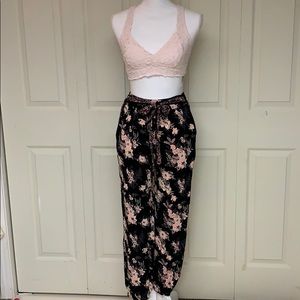 Blue rain elastic waist tie joggers w pockets S